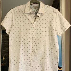 Ted Baker London White and Blue Patterned Men's Shirt